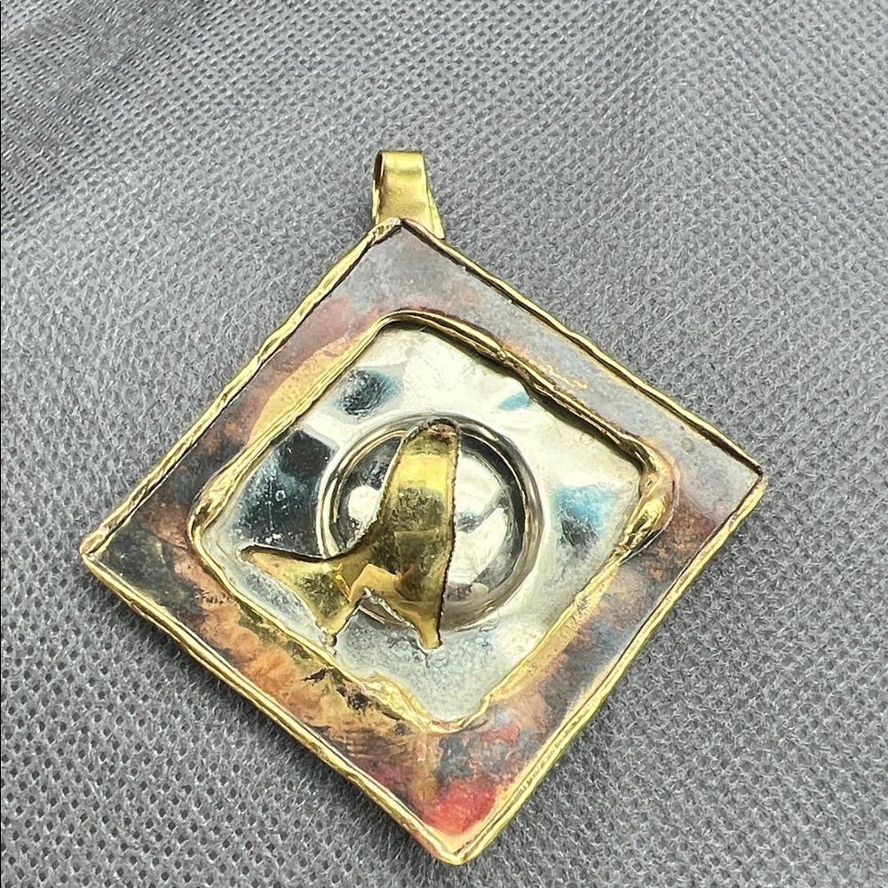 Broken Square Brass & Copper Pendant